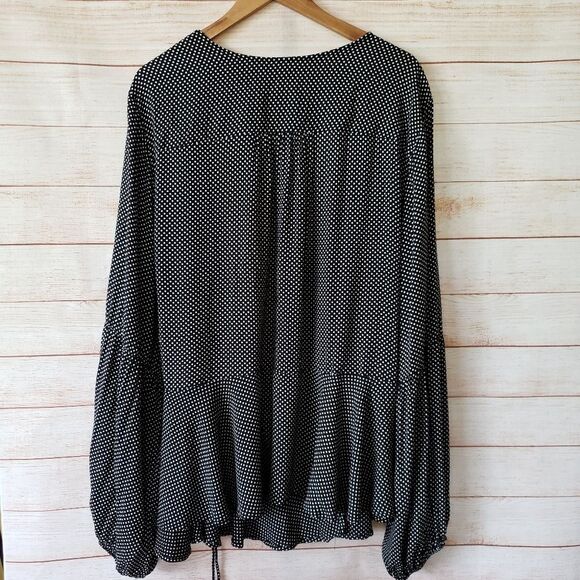 NWT Anthro Maeve Ingrid Polka Dot Wrap Front Tie Long Sleeve Top/Blouse - Picture 8 of 13